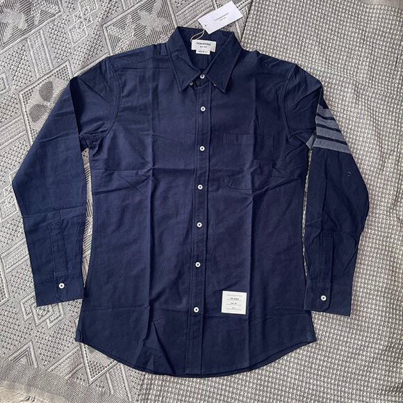 Thom Browne Navy 4-Bar Shirt - Picture 1 of 9